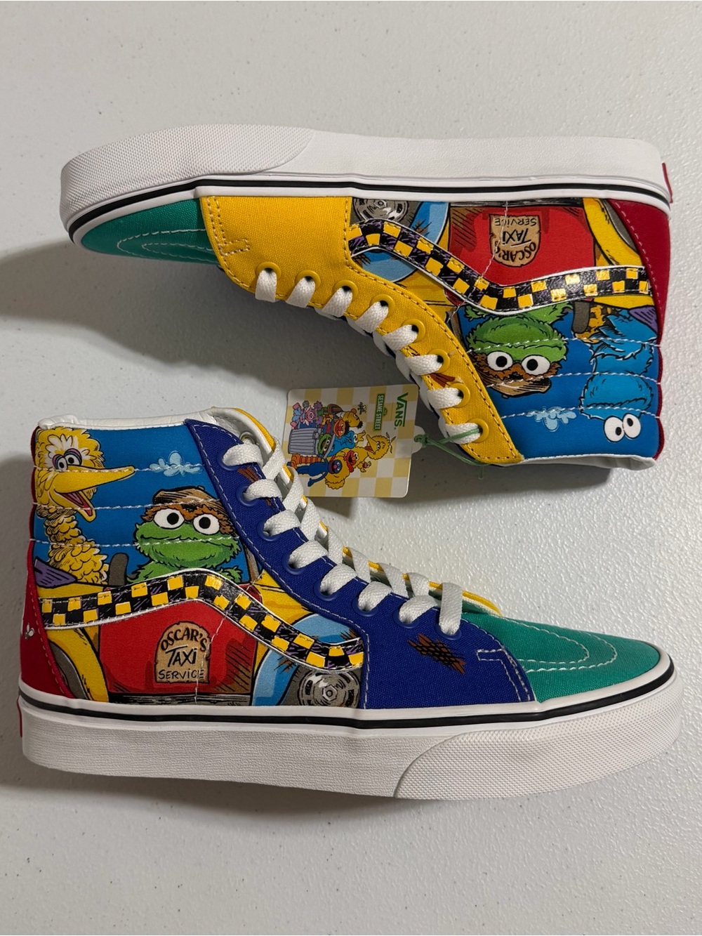 Vans x Sesame Street Sk8-Hi 'Oscar's Taxi Service' Sneakers-Size 6/7 New - Picture 7 of 9